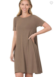 Short Sleeve T-shirt Dress with Pockets