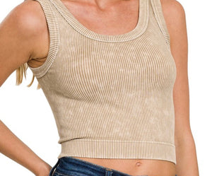 Stone Washed Ribbed Top