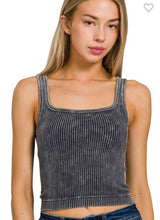 Load image into Gallery viewer, Reversible Washed Ribbed Crop Tank
