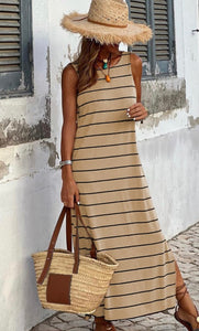 Striped sleeveless Maxi Dress